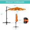 imageBest Choice Products 10ft Solar LED Cantilever Patio Umbrella 360Degree Rotation Hanging Offset Market Outdoor Sun Shade for Backyard Deck Poolside wLights Easy Tilt Cross BaseOrange