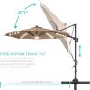 imageBest Choice Products 10ft Solar LED Cantilever Patio Umbrella 360Degree Rotation Hanging Offset Market Outdoor Sun Shade for Backyard Deck Poolside wLights Easy Tilt Cross BaseTan