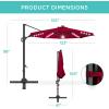 imageBest Choice Products 10ft Solar LED Cantilever Patio Umbrella 360Degree Rotation Hanging Offset Market Outdoor Sun Shade for Backyard Deck Poolside wLights Easy Tilt Cross BaseBurgundy