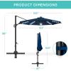 imageBest Choice Products 10ft Solar LED Cantilever Patio Umbrella 360Degree Rotation Hanging Offset Market Outdoor Sun Shade for Backyard Deck Poolside wLights Easy Tilt Cross BaseNavy Blue