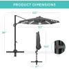 imageBest Choice Products 10ft Solar LED Cantilever Patio Umbrella 360Degree Rotation Hanging Offset Market Outdoor Sun Shade for Backyard Deck Poolside wLights Easy Tilt Cross BaseGray