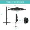 imageBest Choice Products 10ft Solar LED Cantilever Patio Umbrella 360Degree Rotation Hanging Offset Market Outdoor Sun Shade for Backyard Deck Poolside wLights Easy Tilt Cross BaseBlack