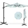 imageBest Choice Products 10ft Solar LED Cantilever Patio Umbrella 360Degree Rotation Hanging Offset Market Outdoor Sun Shade for Backyard Deck Poolside wLights Easy Tilt Cross BaseBaby Blue