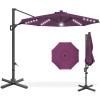 imageBest Choice Products 10ft Solar LED Cantilever Patio Umbrella 360Degree Rotation Hanging Offset Market Outdoor Sun Shade for Backyard Deck Poolside wLights Easy Tilt Cross BaseAmethyst Purple
