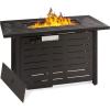 imageBest Choice Products Fire Pit Table 42in 50000 BTU Rectangular Steel Propane Gas for Outdoor Patio wBurner Lid Auto Ignition Hideaway Tank Storage Cover Glass Beads  Dark BrownDark Brown