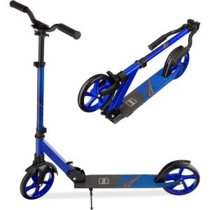 imageBest Choice Products Kids Height Adjustable Kick Scooter for Ages 8 Teen Adult Outdoor Play wCarrying Strap NonSlip Deck Kickstand Mud Guards 220lb Capacity  BlueBlue