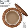 imageBest Choice Products 17quot Round Storage Ottoman WLid Handwoven Water Hyacinth Footstool Accent Side Table Storage Container Plant Stand  ChestnutChestnut