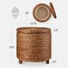 imageBest Choice Products 17quot Round Storage Ottoman WLid Handwoven Water Hyacinth Footstool Accent Side Table Storage Container Plant Stand  ChestnutChestnut