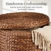 imageBest Choice Products 17quot Round Storage Ottoman WLid Handwoven Water Hyacinth Footstool Accent Side Table Storage Container Plant Stand  ChestnutChestnut