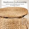 imageBest Choice Products 17quot Round Storage Ottoman WLid Handwoven Water Hyacinth Footstool Accent Side Table Storage Container Plant Stand  ChestnutNatural