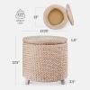 imageBest Choice Products 17quot Round Storage Ottoman WLid Handwoven Water Hyacinth Footstool Accent Side Table Storage Container Plant Stand  ChestnutTransparent White