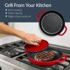 imageBest Choice Products 6Piece Enameled Cast Iron Cookware Set 6QT Dutch Oven WLid 2QT Skillet WLid Grill Pan ampamp Grill Press NonStick Heavy Duty  SageRed