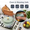 imageBest Choice Products 6Piece Enameled Cast Iron Cookware Set 6QT Dutch Oven WLid 2QT Skillet WLid Grill Pan ampamp Grill Press NonStick Heavy Duty  SageSage