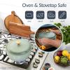 imageBest Choice Products 6Piece Enameled Cast Iron Cookware Set 6QT Dutch Oven WLid 2QT Skillet WLid Grill Pan ampamp Grill Press NonStick Heavy Duty  SageBlue