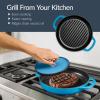 imageBest Choice Products 6Piece Enameled Cast Iron Cookware Set 6QT Dutch Oven WLid 2QT Skillet WLid Grill Pan ampamp Grill Press NonStick Heavy Duty  SageBlue