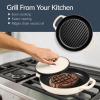 imageBest Choice Products 6Piece Enameled Cast Iron Cookware Set 6QT Dutch Oven WLid 2QT Skillet WLid Grill Pan ampamp Grill Press NonStick Heavy Duty  SageVanilla