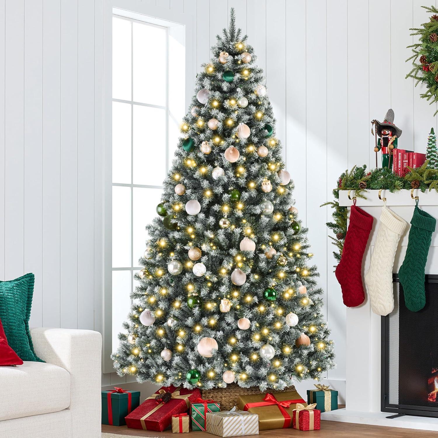 imageBest Choice Products Artificial Frosted Christmas Tree 6ft Premium PreLit Realistic Spruce Holiday Dcor wDense Branches Metal Base  Blue SpruceBlue Spruce  Frosted