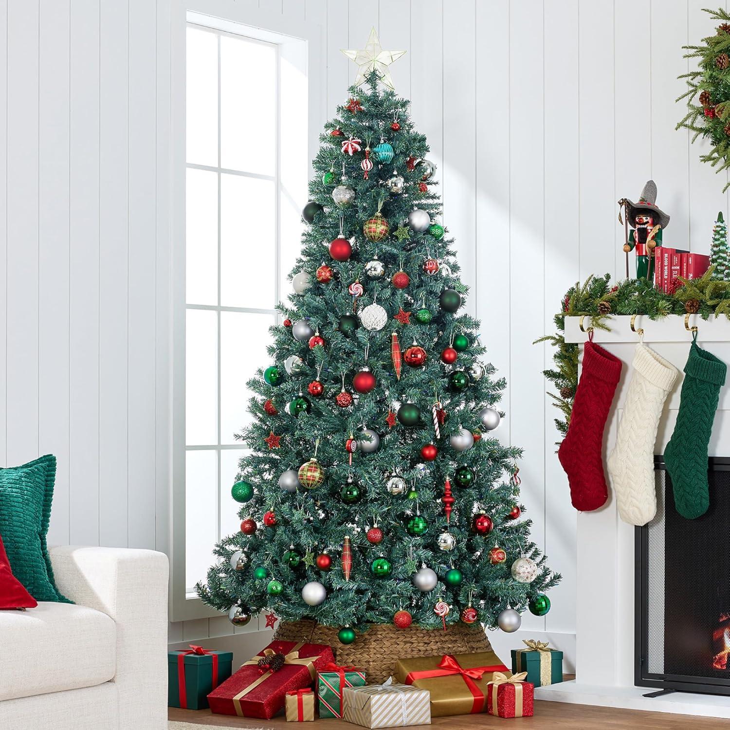 imageBest Choice Products Artificial Frosted Christmas Tree 6ft Premium PreLit Realistic Spruce Holiday Dcor wDense Branches Metal Base  Blue SpruceBlue Spruce