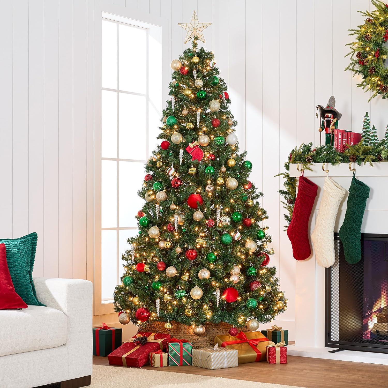 imageBest Choice Products Artificial Frosted Christmas Tree 6ft Premium PreLit Realistic Spruce Holiday Dcor wDense Branches Metal Base  Blue SpruceGreen Spruce