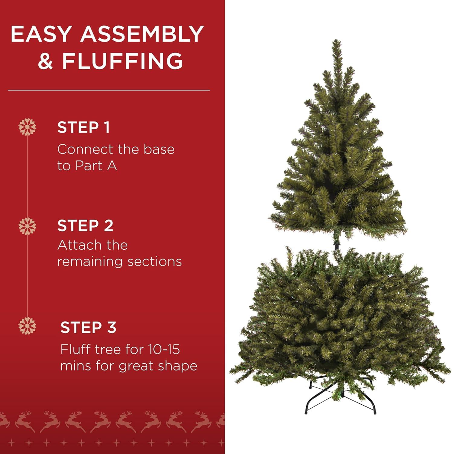 imageBest Choice Products Artificial Frosted Christmas Tree 6ft Premium PreLit Realistic Spruce Holiday Dcor wDense Branches Metal Base  Blue SpruceGreen Spruce
