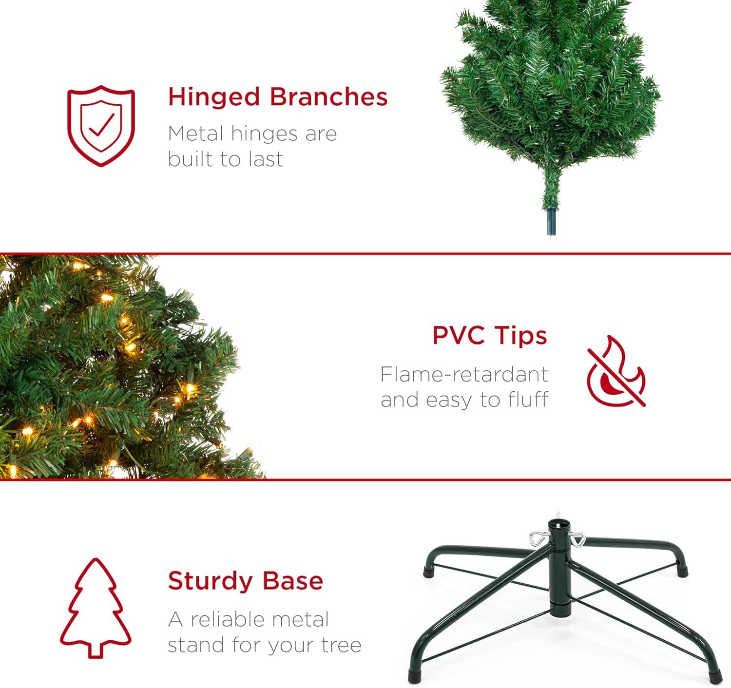 imageBest Choice Products Artificial Frosted Christmas Tree 6ft Premium PreLit Realistic Spruce Holiday Dcor wDense Branches Metal Base  Blue SpruceGreen Spruce