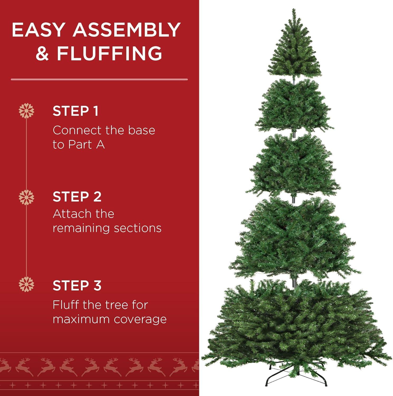 imageBest Choice Products Artificial Frosted Christmas Tree 6ft Premium PreLit Realistic Spruce Holiday Dcor wDense Branches Metal Base  Blue SpruceGreen Spruce