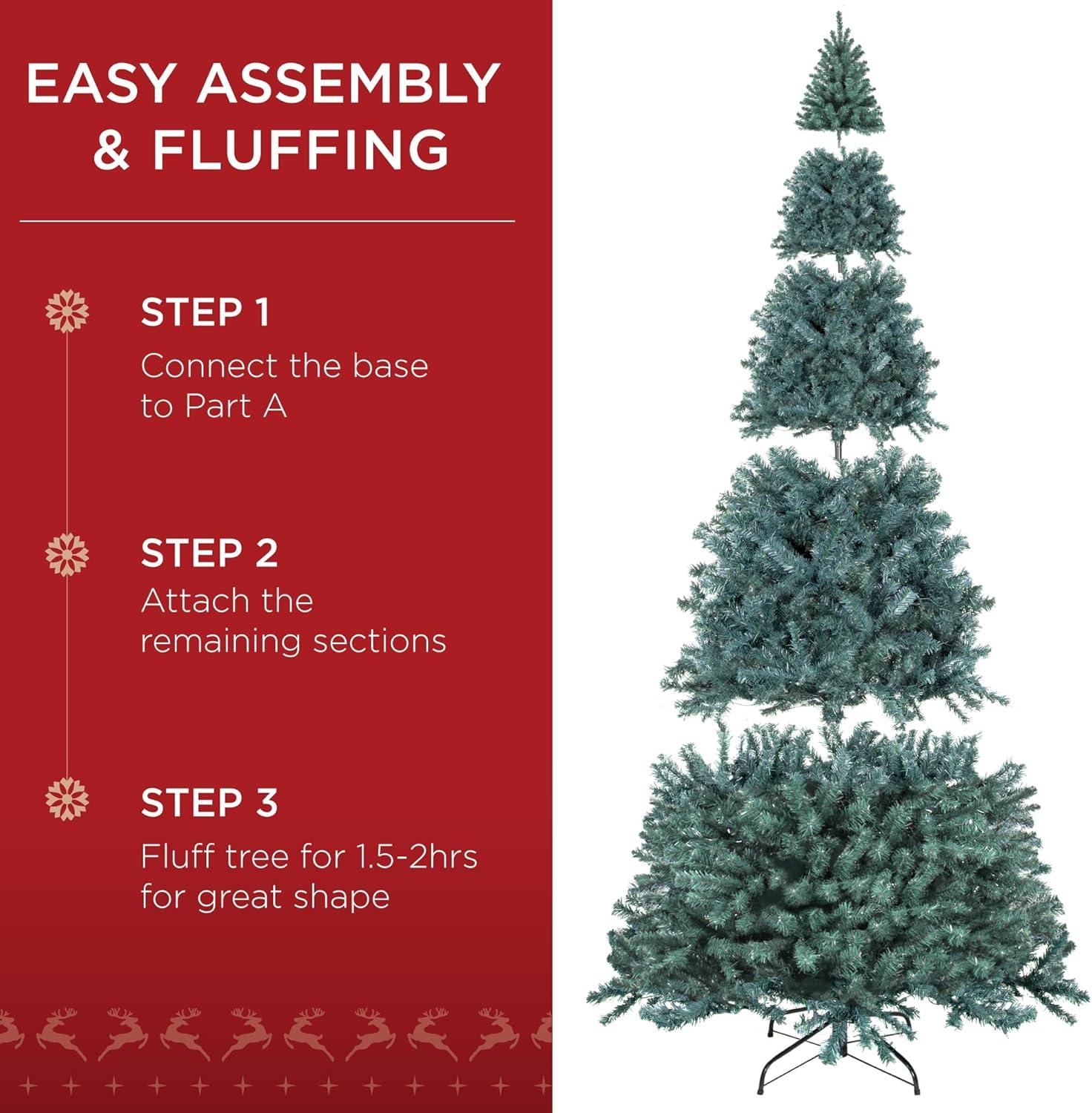 imageBest Choice Products Artificial Frosted Christmas Tree 6ft Premium Unlit Realistic Spruce Holiday Dcor wDense Branches Metal Base  Blue SpruceBlue Spruce