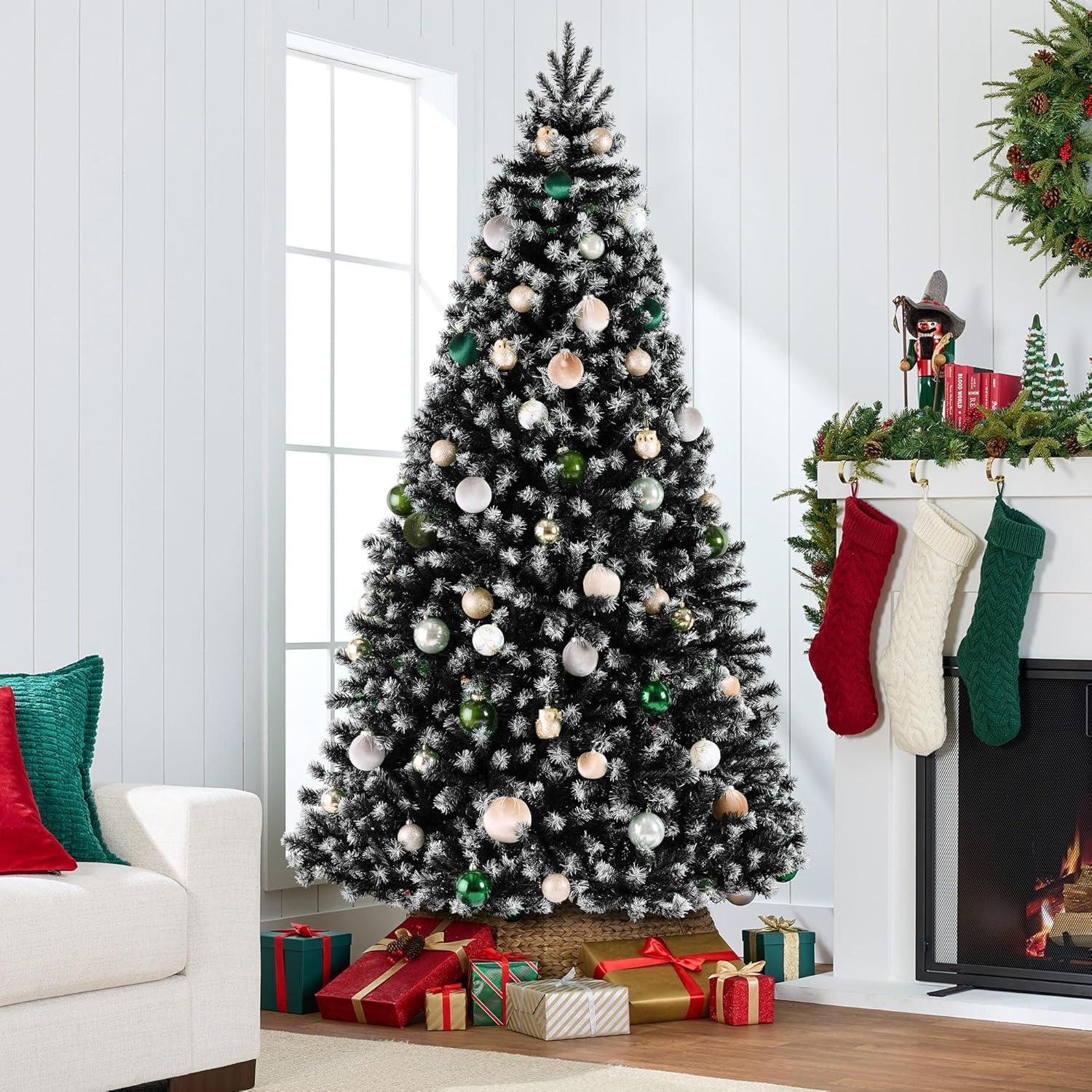 imageBest Choice Products Artificial Frosted Christmas Tree 6ft Premium Unlit Realistic Spruce Holiday Dcor wDense Branches Metal Base  Blue SpruceFrosted Black Spruce