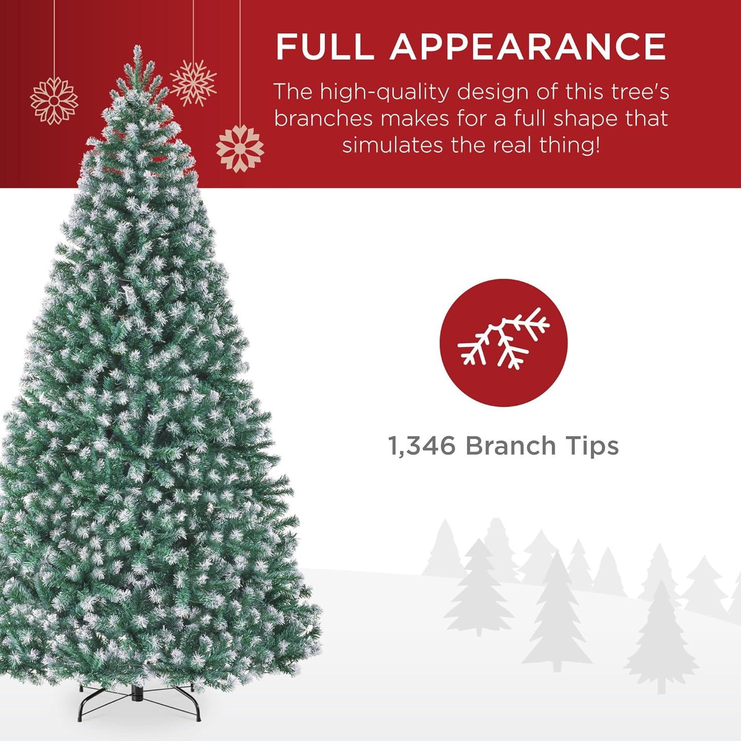 imageBest Choice Products Artificial Frosted Christmas Tree 6ft Premium Unlit Realistic Spruce Holiday Dcor wDense Branches Metal Base  Blue SpruceFrosted Blue Spruce