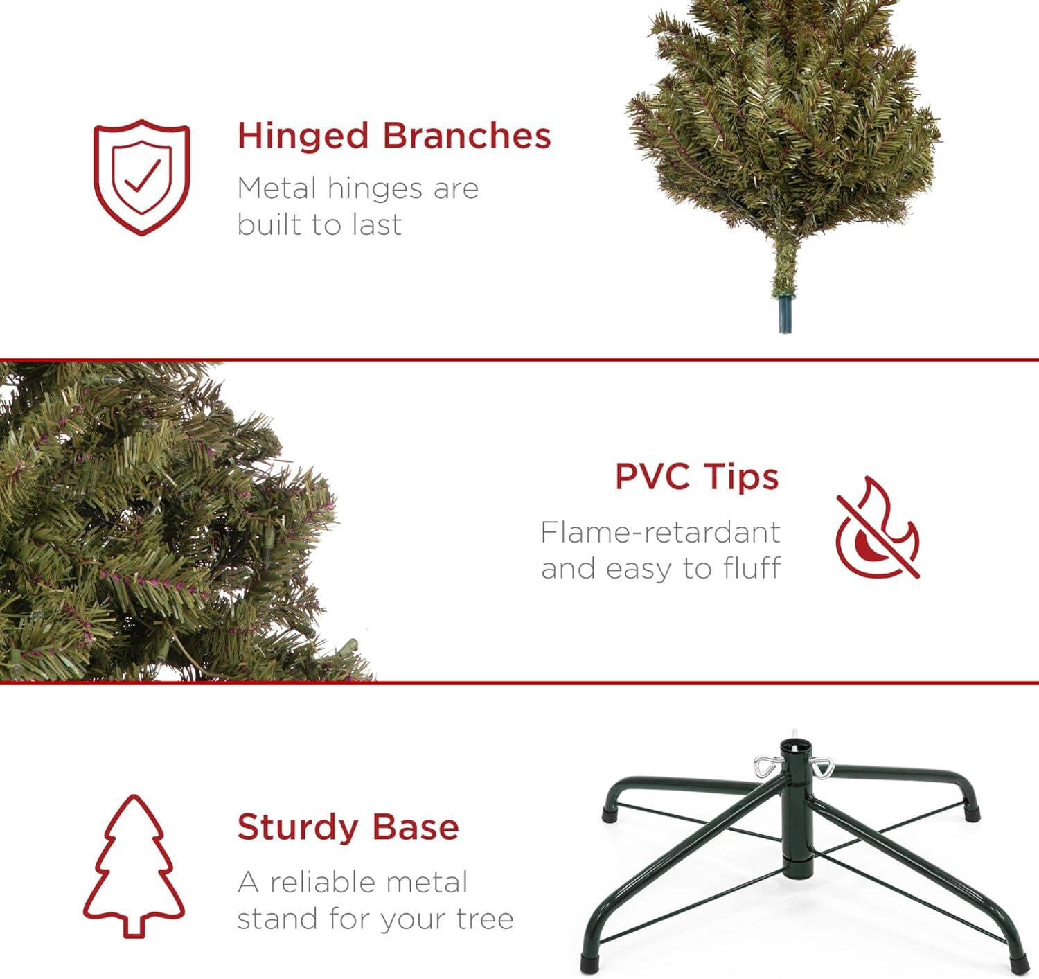 imageBest Choice Products Artificial Frosted Christmas Tree 6ft Premium Unlit Realistic Spruce Holiday Dcor wDense Branches Metal Base  Blue SpruceGreen Spruce