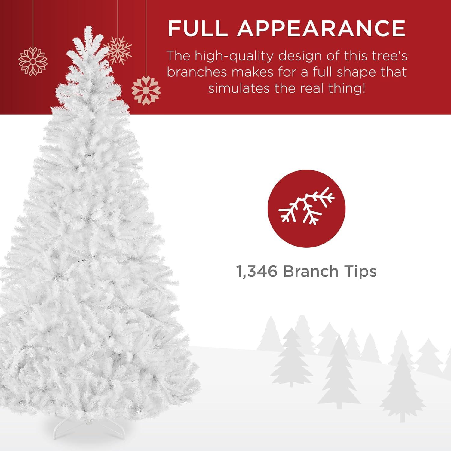 imageBest Choice Products Artificial Frosted Christmas Tree 6ft Premium Unlit Realistic Spruce Holiday Dcor wDense Branches Metal Base  Blue SpruceWhite Spruce