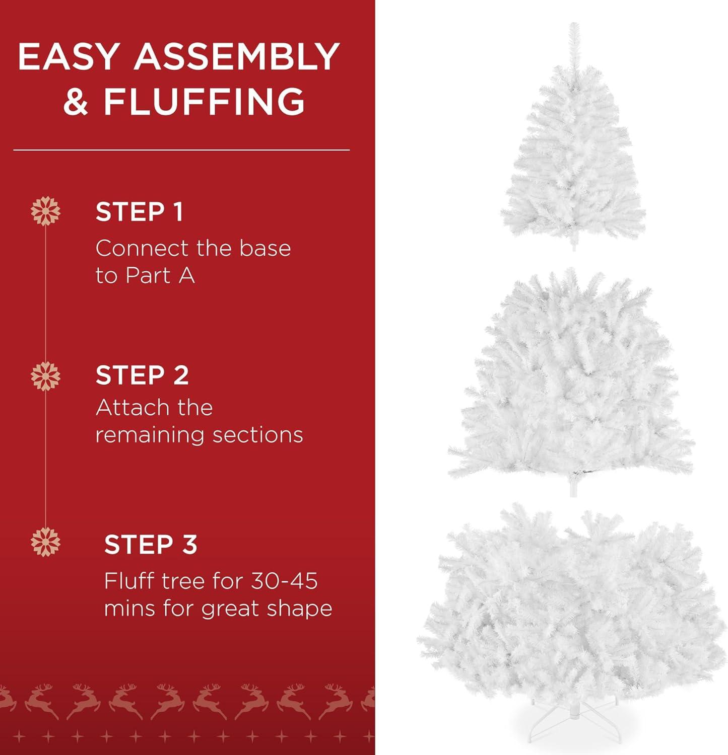 imageBest Choice Products Artificial Frosted Christmas Tree 6ft Premium Unlit Realistic Spruce Holiday Dcor wDense Branches Metal Base  Blue SpruceWhite Spruce