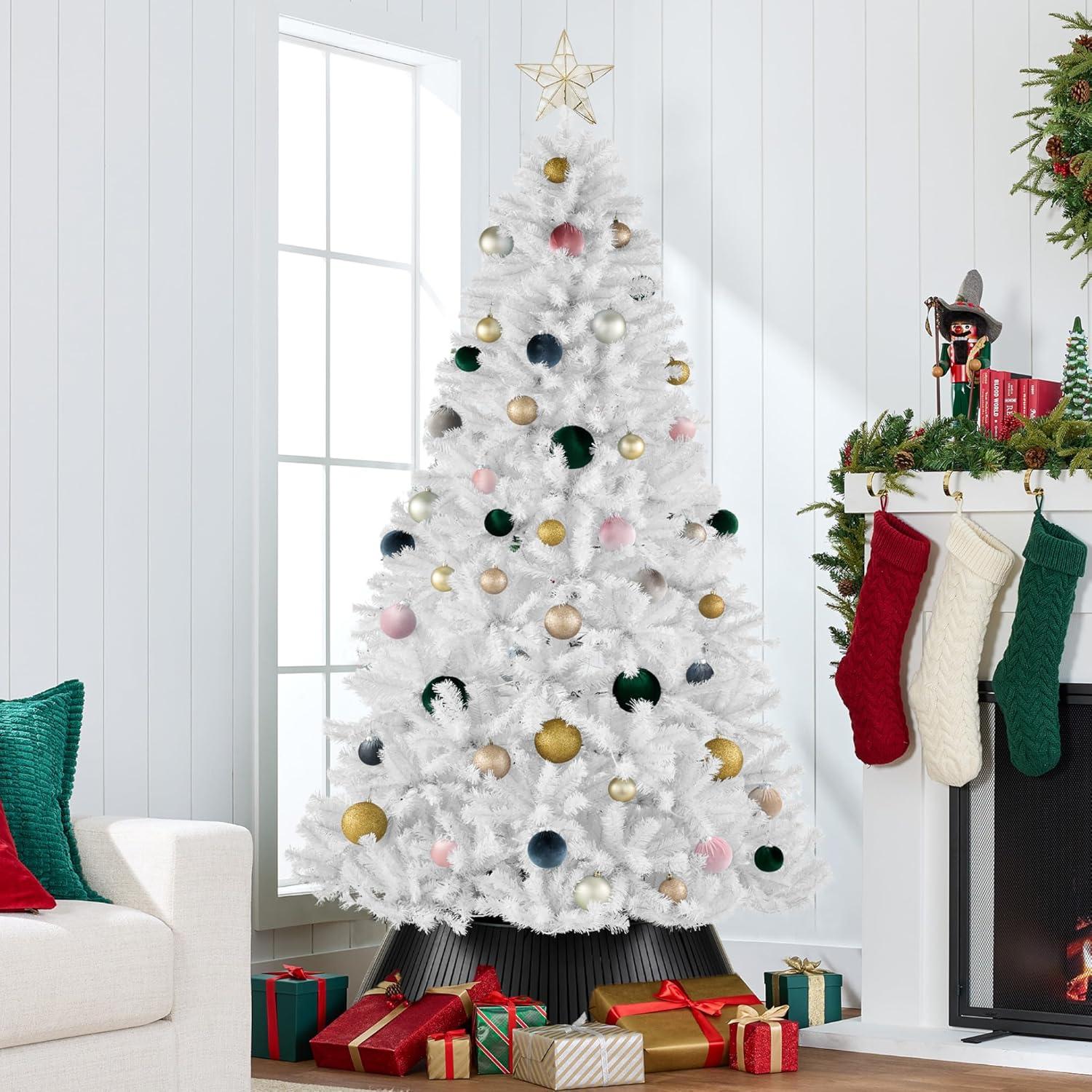 imageBest Choice Products Artificial Frosted Christmas Tree 6ft Premium Unlit Realistic Spruce Holiday Dcor wDense Branches Metal Base  Blue SpruceWhite Spruce