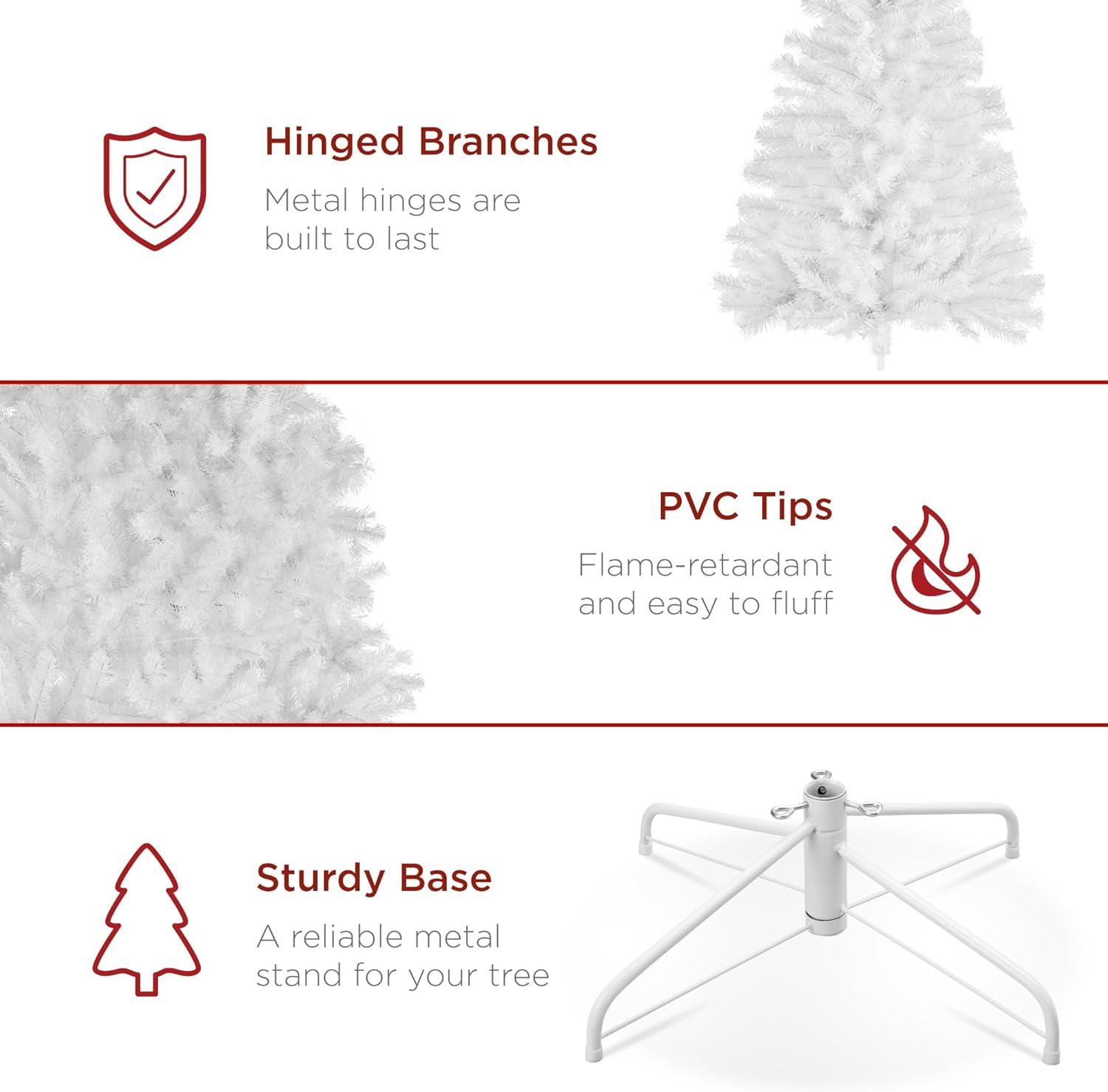 imageBest Choice Products Artificial Frosted Christmas Tree 6ft Premium Unlit Realistic Spruce Holiday Dcor wDense Branches Metal Base  Blue SpruceWhite Spruce