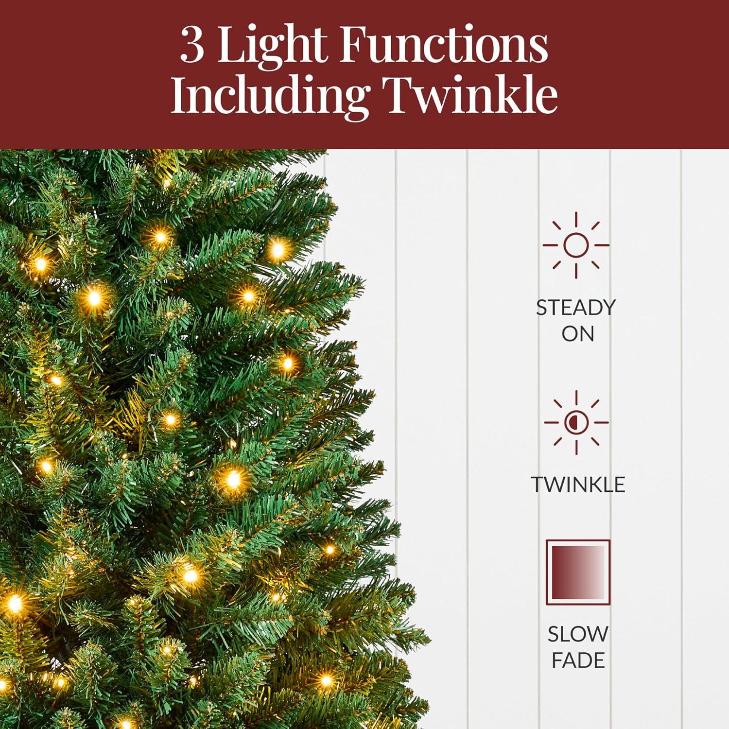 imageBest Choice Products Prelit Potted Pencil Christmas Tree 45Ft Artificial Lighted Holiday Dcor 175 Twinkling LEDs for Home Front Porch6ft