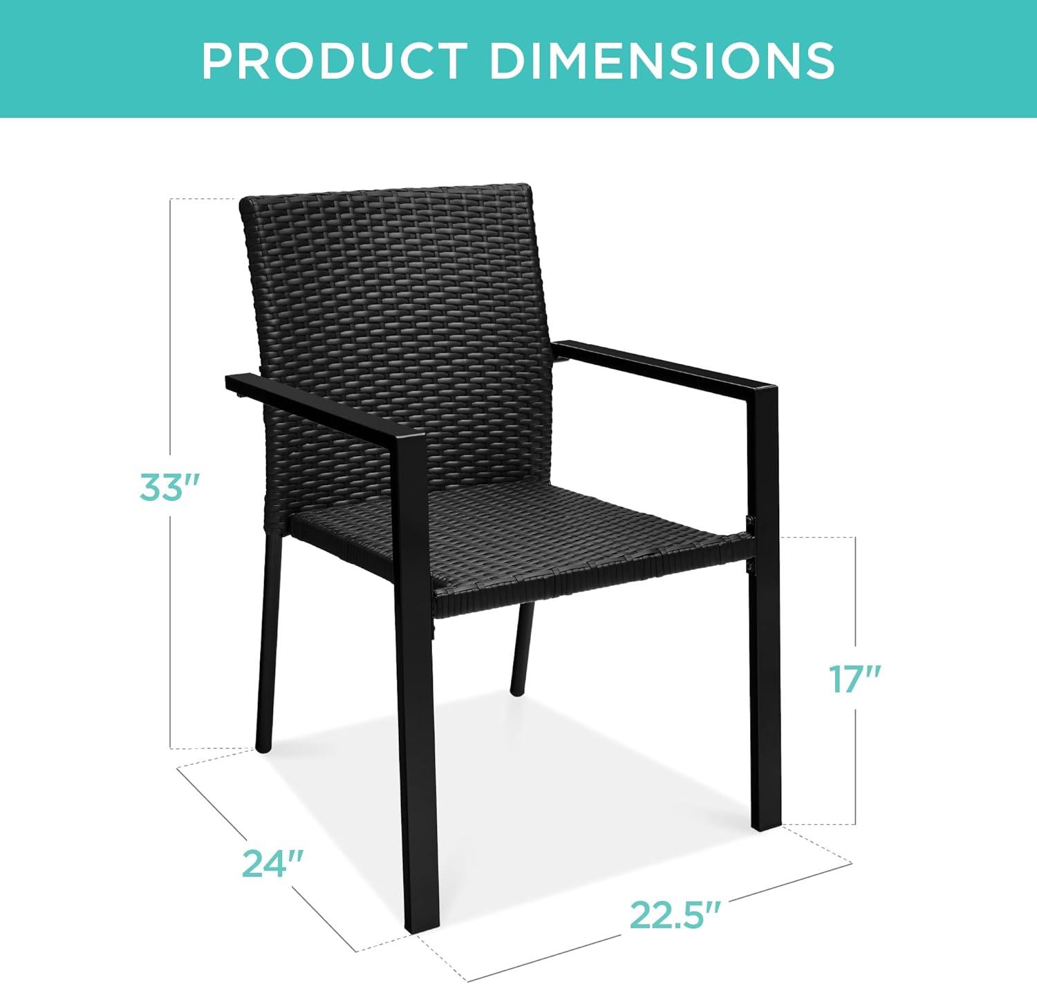 imageBest Choice Products Set of 2 Stackable Outdoor Wicker Dining Chairs AllWeather Firepit Armchair wArmrests Steel Frame for Patio Deck Garden Yard  BrownBlack