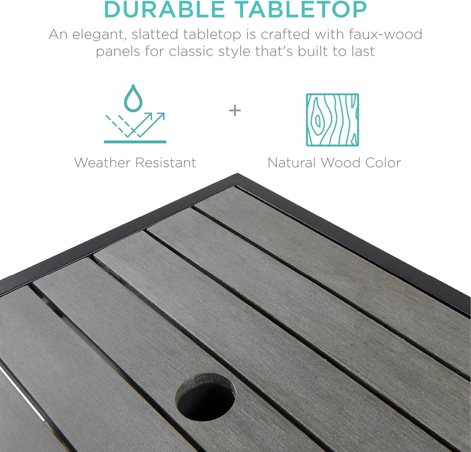 imageBest Choice Products Wicker Side Table with Umbrella Hole Square PE Rattan Outdoor End Table for Patio Garden Poolside Deck wUVResistant Frame Storage Space  BrownGrey