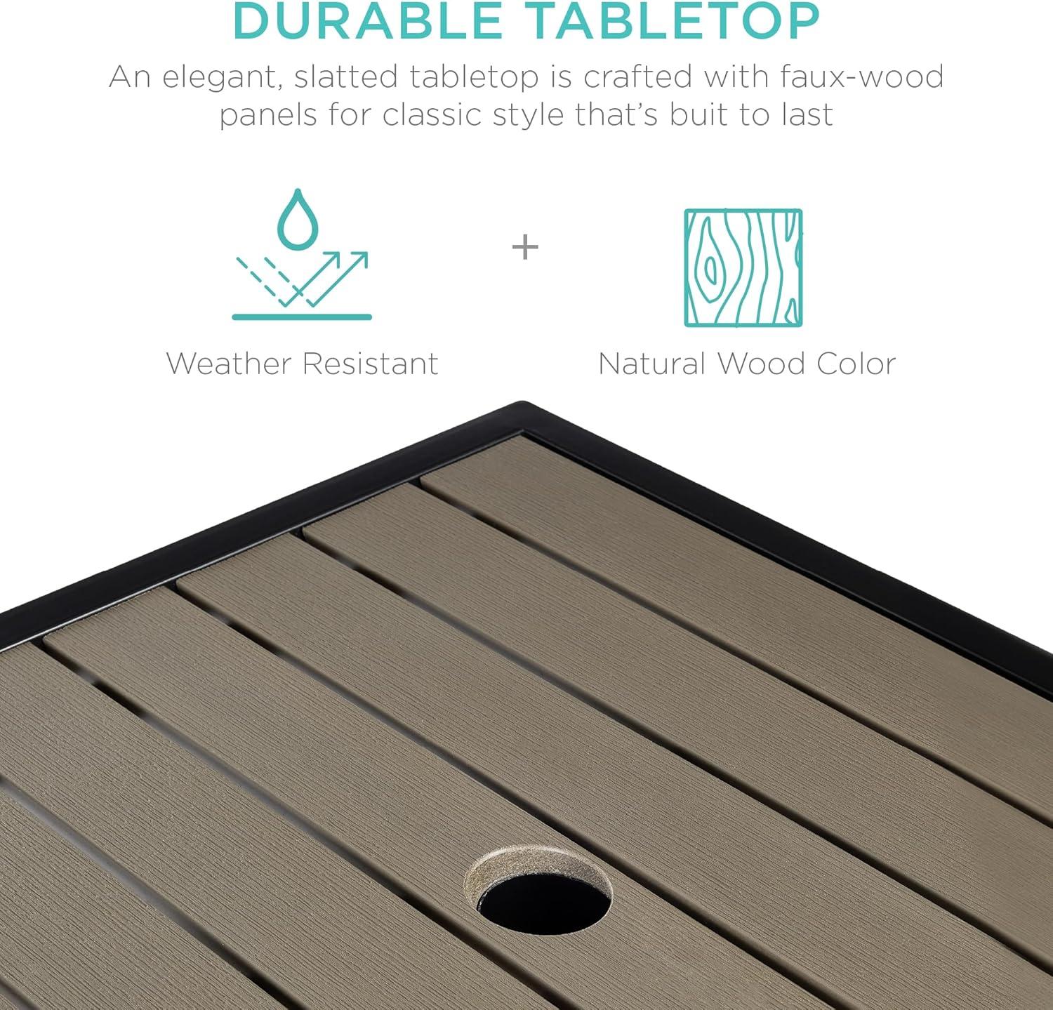 imageBest Choice Products Wicker Side Table with Umbrella Hole Square PE Rattan Outdoor End Table for Patio Garden Poolside Deck wUVResistant Frame Storage Space  BrownTaupe