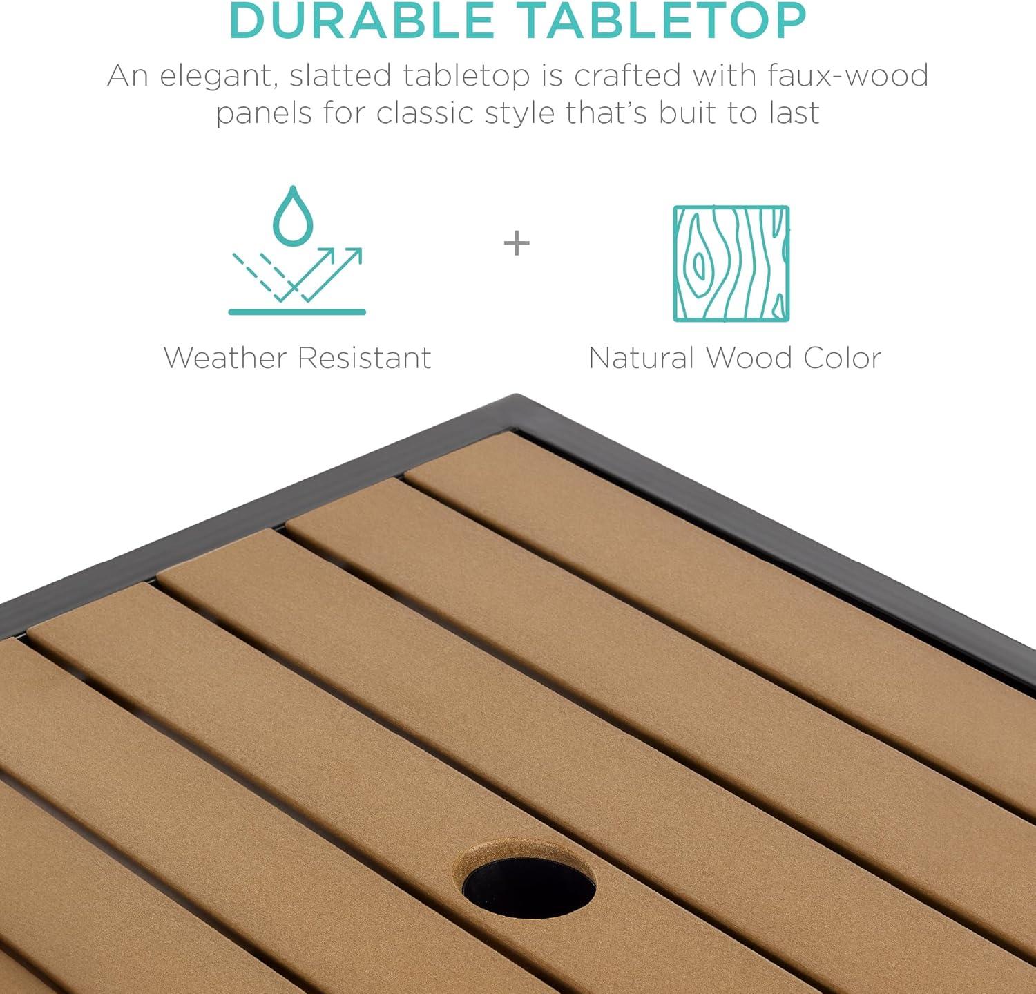 imageBest Choice Products Wicker Side Table with Umbrella Hole Square PE Rattan Outdoor End Table for Patio Garden Poolside Deck wUVResistant Frame Storage Space  BrownNatural