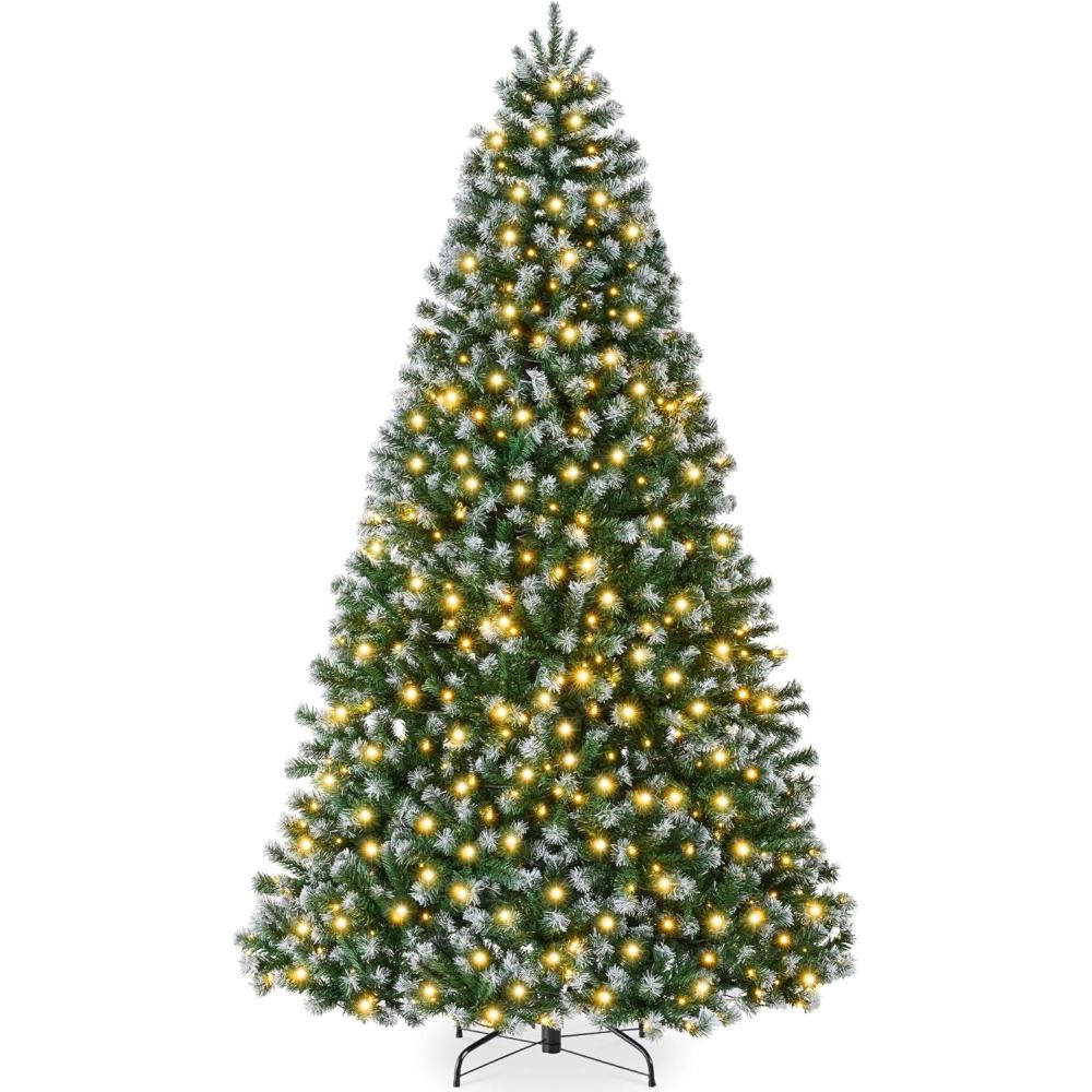 imageBest Choice Products Artificial Frosted Christmas Tree 6ft Premium PreLit Realistic Spruce Holiday Dcor wDense Branches Metal Base  Blue SpruceGreen Spruce  Frosted