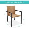 imageBest Choice Products Set of 2 Stackable Outdoor Wicker Dining Chairs AllWeather Firepit Armchair wArmrests Steel Frame for Patio Deck Garden Yard  BrownNatural