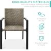 imageBest Choice Products Set of 2 Stackable Outdoor Wicker Dining Chairs AllWeather Firepit Armchair wArmrests Steel Frame for Patio Deck Garden Yard  BrownTaupe
