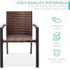 imageBest Choice Products Set of 2 Stackable Outdoor Wicker Dining Chairs AllWeather Firepit Armchair wArmrests Steel Frame for Patio Deck Garden Yard  BrownLight Brown