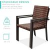 imageBest Choice Products Set of 2 Stackable Outdoor Wicker Dining Chairs AllWeather Firepit Armchair wArmrests Steel Frame for Patio Deck Garden Yard  BrownLight Brown