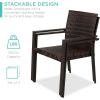 imageBest Choice Products Set of 2 Stackable Outdoor Wicker Dining Chairs AllWeather Firepit Armchair wArmrests Steel Frame for Patio Deck Garden Yard  BrownBrown