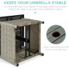 imageBest Choice Products Wicker Side Table with Umbrella Hole Square PE Rattan Outdoor End Table for Patio Garden Poolside Deck wUVResistant Frame Storage Space  BrownGrey