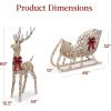 imageBest Choice Products XL Lighted Christmas 5ft Reindeer ampamp Sleigh Holiday Outdoor Yard Decoration Set w 265 LED Lights Stakes Zip Ties  GoldRattan  Extra Large