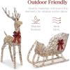 imageBest Choice Products XL Lighted Christmas 5ft Reindeer ampamp Sleigh Holiday Outdoor Yard Decoration Set w 265 LED Lights Stakes Zip Ties  GoldRattan  Extra Large