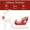 imageBest Choice Products XL Lighted Christmas 5ft Reindeer ampamp Sleigh Holiday Outdoor Yard Decoration Set w 265 LED Lights Stakes Zip Ties  GoldWhite  Extra Large