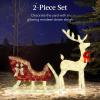 imageBest Choice Products XL Lighted Christmas 5ft Reindeer ampamp Sleigh Holiday Outdoor Yard Decoration Set w 265 LED Lights Stakes Zip Ties  GoldWhite  Extra Large
